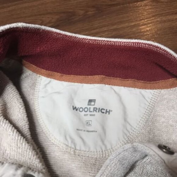 Mens Woolrich Button Pocket Quarter Snap Beige Pullover Fleece Size Extra Large - Picture 6 of 7